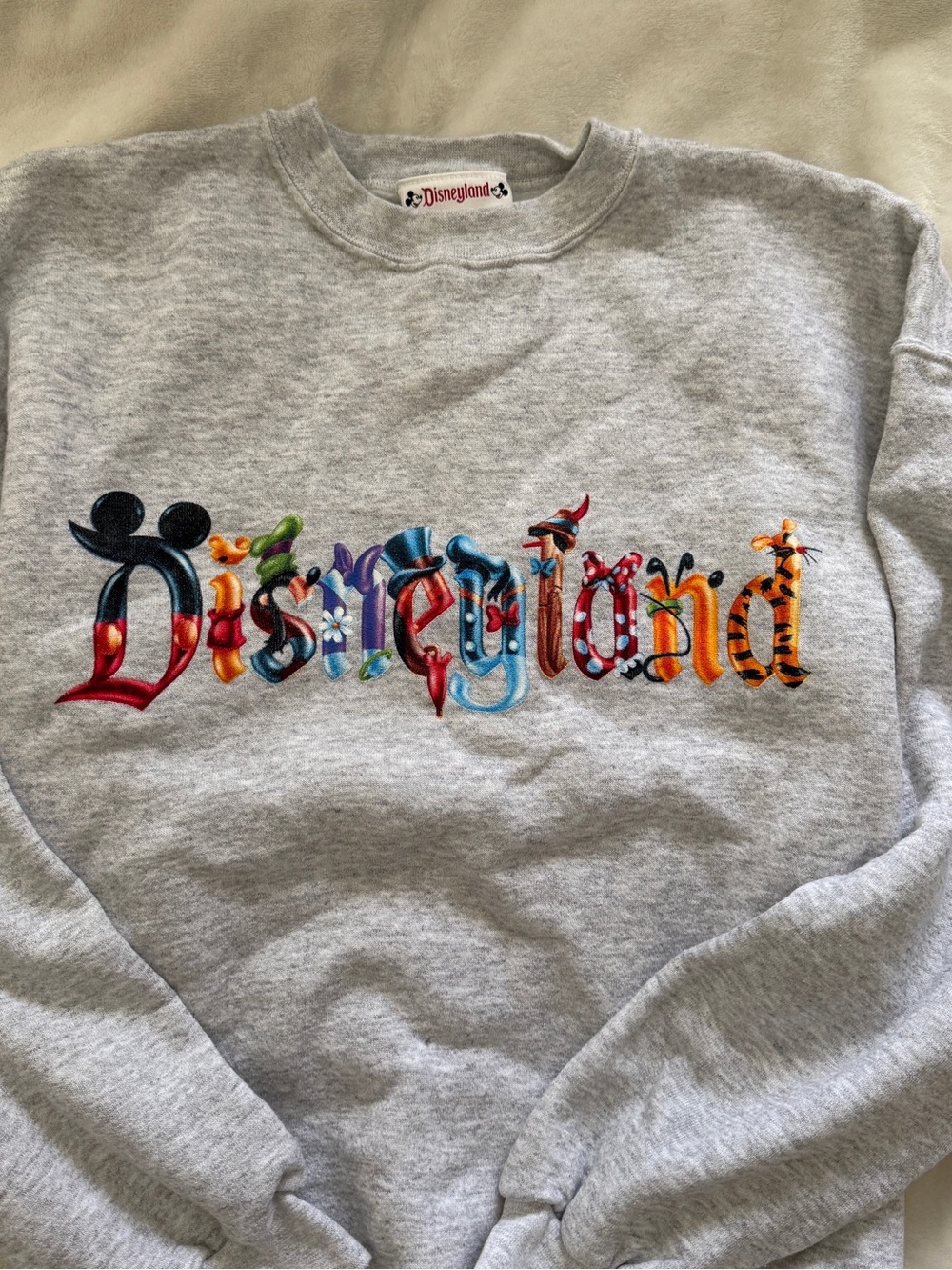 Disney Multicolor Lettering Crewneck Sweatshirt - Light Gray